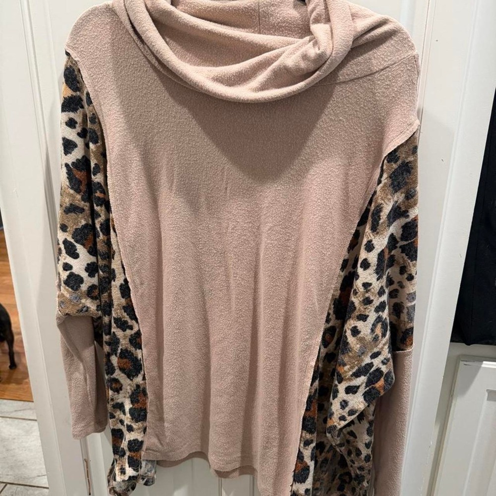 Animal Print cowl neck sweater